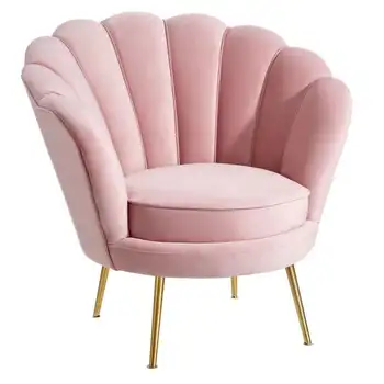 Модерни Мебели за дневна С Розова Кадифена Тапицерия, Разтегателен диван-фотьойл със Златни Крака