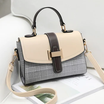 Модни клетчатая чанта през рамо, жените проста ежедневна чанта през рамо, луксозни дизайнерски малки квадратни чанти, дамски дизайнерски ежедневна чанта