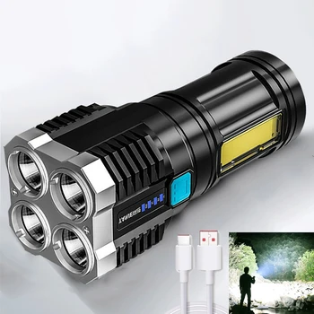 Мощни преносими фенерчета Mini 4 Highlight Тактическо осветление Уличен фенер Акумулаторна мощност фенерче
