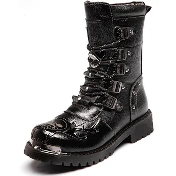 Мъжки Армейските обувки в стил пънкари, Мъжка Проститутка, Ежедневни обувки Dersert, Мъжки военни обувки, Модерни Мотоциклетни ботуши от кожа до средата на прасците