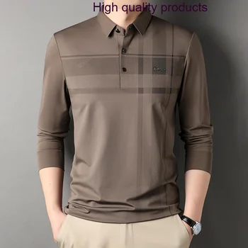 Мъжки есенно-зимни бизнес ежедневни ризи с къси ръкави в клетка с дълъг ръкав, висококачествени прости мъжки тениски 3XL