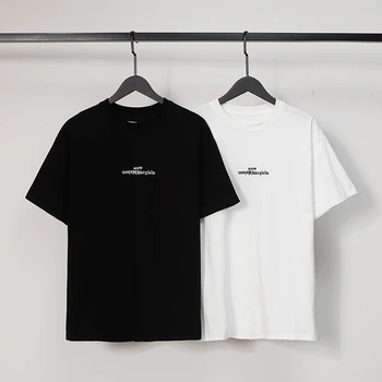Мъжки И дамски тениски Mm6 Margiela, Прости висококачествени тениски с бродерия букви и лого, Черни, Бели Летни Свободни тениски с къс ръкав