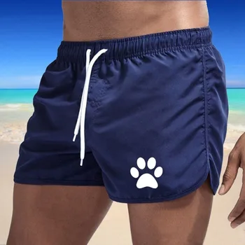 Мъжки спортни къси панталони с принтом кучешки лапи, плажни и ежедневни спортно облекло, лято, S-3XL, 2023