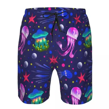 Мъжки шорти за плуване, Бански костюм с красиви мультяшными водни същества, Медузи♫, Мъжки бански, Бански костюм, плажно облекло, Бордшорты