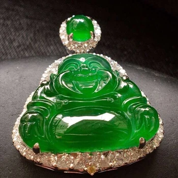 Мьянманский Emerald Висулка под формата на лед, нефритовая Богиня, плаващи цветя върху смарагд Буда, слънчево-зелен