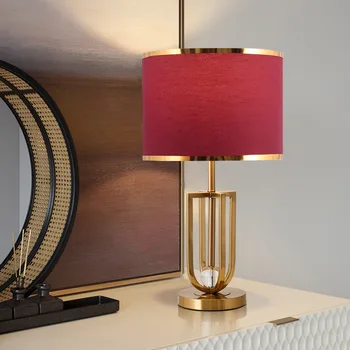 Настолни лампи от американска червена тъкан, декорация на дома, хол, разтегателен, странични тела, нощни шкафчета в скандинавски стил, настолни лампи за кабинета