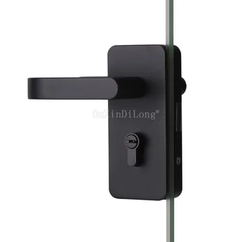 Нов 1 бр. Стъкло Автоматично Заключване на вратите от масивна С сплав, Стъклена Стена, Единичен дръжка Врата, Брави с Дръжка от 3 ключове за 8 ~ 12 мм, черен цвят