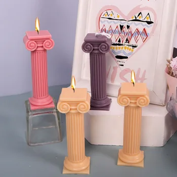 Нов европейски Стил, Римска колона, силиконова форма за свещи, 3D Ретро Римска колона, гипсови изделия, инструменти за производство на смоли за декорация на дома