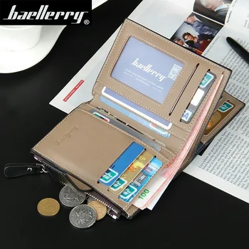 Нов Модерен чантата с джоб за монети с цип, Мъжки кратък портфейл от изкуствена кожа, марка Клатч, чанта за пари За мъже, гаранция за качество