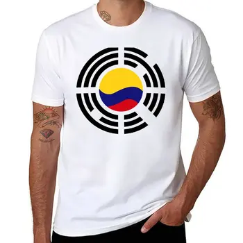 Нова корейска тениска с колумбийското мултинационална флага серията Patriot, тениска с къс ръкав, мъжки t-shirt