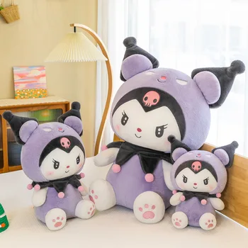 Нова Мультяшная плюшен кукла Sanrio Kuromi, Сладки переодевающиеся Възглавници, Играчки-спътници за сън, меки бижута, подаръци за момичета