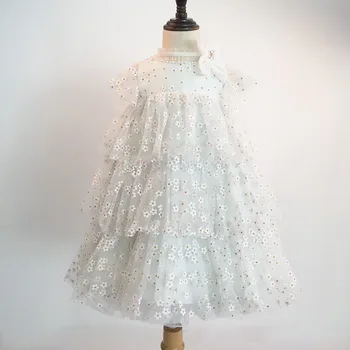 Нова рокля за момичета, Пролетно-лятна Бебешка рокля на Принцеса с фрагменти на цветенце, Модерно рокля за торта за рожден ден, рокля