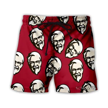 Нови модни мъжки и дамски спортни костюми KFC с 3D-принтом, къси панталони в стил хип-хоп с кръгло деколте, големи размери S-7XL, ежедневни четири сезона