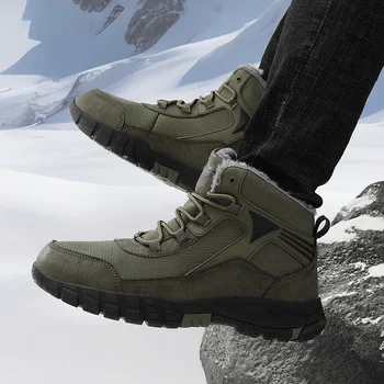 Нови мъжки зимни туристически обувки за улицата, големи размери 47, зимни обувки, мъжки спортни и работни обувки, непромокаеми, устойчиви на хлъзгане, запазване на топлината, модни
