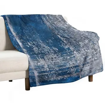 Ново тъмно синьо и сребристо-гранжевое абстрактно завеси, покривка за дивана, винтажное одеяло