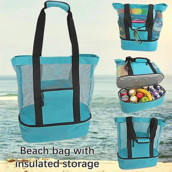Плажната чанта за пикник, Туризъм чанта за обяд с подвижна изолиран охладител за пикник край басейна