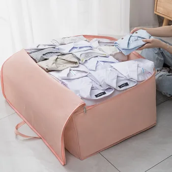 Просторен Органайзер за опаковане на одеяла, Голям Органайзер за съхранение на нетъкан текстил, чанта за съхранение на дрехи, чанта за съхранение на завивки в спалнята