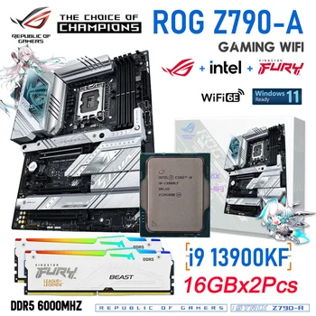 Процесор Intel Core i9 13900KF ASUS ROG STRIX Z790-A GAMING WIFI DDR5 PCI-E 5.0 M. 2 дънна Платка Kingston 6000 Mhz 32 GB RGB RAM Kit