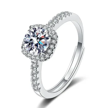 Пръстен с Муассанитом изтеглите 1ct 2CT VVS Lab Diamond Изящни Бижута за Жени, Подарък за Годишнина от Сватбата, Сега Сребро 925 Проба пръстен
