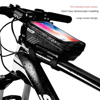 Рамката На Велосипед Чанти Предната Горна Тръба Велосипедна Чанта Лост За Управление На Мотоциклети Сензорен Екран, Водоустойчив Полиестер Колоездене Притежателя На Телефона Аксесоари За Велосипеди