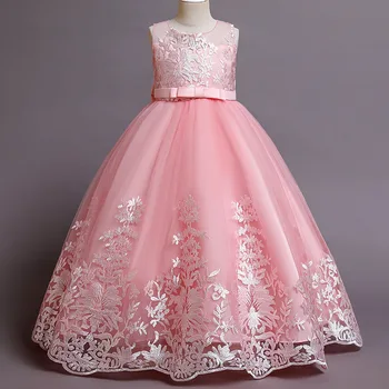 Розова рокля на Принцеса за момиченца, дрехи за момичета, лък, детски рожден Ден, Карнавальное сватбена рокля, Дълга рокля, за да изяви 160 см