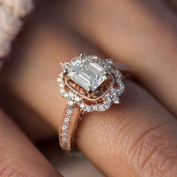 Романтичен пръстен цвят розово злато, дамски модни аксесоари за партита, добро качество, нови ефектни бижута за подарък