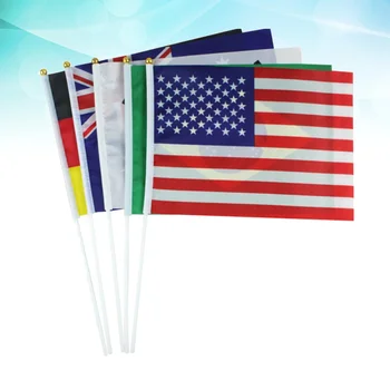 Ръчно Флаг 40 страни на Международния флаг на света Ръчни Малки Национални Миниатюрни знамена на банера за училищни спортове 40шт