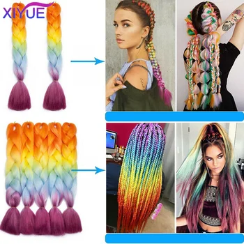 Синтетичен оплетена опашка XIYUE с гумена лента, Дълги цветни опашка за удължаване на косата във формата на конска опашка За момичета