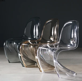 Скандинавски маса за хранене, стол, Творчески кът стол от акрил пластмаса, Кристална Стол, Мебели за трапезария, Прозрачен стол