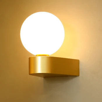Скандинавски модерен led монтиран на стената лампа със Стъклена Топка, малка странична лампа за спални, монтиран на стената лампа за коридор, огледало в банята, декоративни осветителни тела