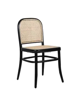 Скандинавски ротанговый стол от масивно дърво, Домашен прост Червен мрежест Ресторант dining стол Thonet, стол с една облегалка, ротанговый стол