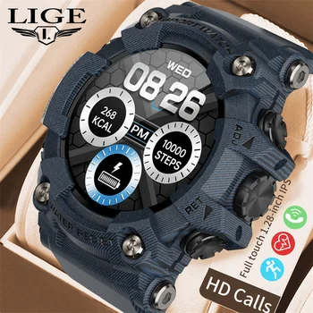Смарт часовници LIGE с пълен кръг на екран и двойно предизвикателство Bluetooth За мъже, спортни фитнес тракер, Водоустойчив улични умни часовници за iOS и Android