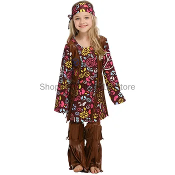Средновековен костюм хипита за момичета, Индийското рокля хипи, Детски празнични рокли, Cosplay, костюм за Хелоуин за момичета, добре облечени дрехи