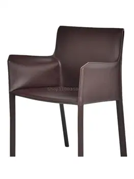 Стол-кабина Nordic Light Луксозен стол за хранене Модерен Минималистичен задната седалка Кожен стол