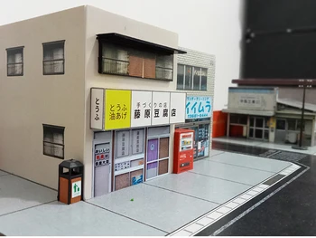 Сценарий на сцената микромодель модел автомобил градския сграда Fujiwara Tofu Shop обновена версия в съотношение 64/72