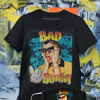 Тениска Bad Бъни в стил хип-хоп, тениска Bad Бъни, Стоки Bad Бъни, Подарък за Нея, Подарък за баща, Подарък за мама