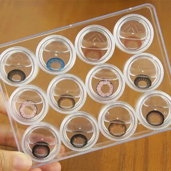 титуляр кутии за контактни лещи с 12 мрежи, Преносима Малка Симпатична Прозрачна чанта за очила, контейнер за съхранение на контактни лещи, напоена с калъф за съхранение