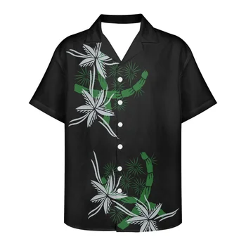 Традиционните Свободни модни мъжки ризи Самоа Лято 2023, Нов дизайн на Облекло с къси ръкави, Нов дизайн на мъжки блузи с V-образно деколте