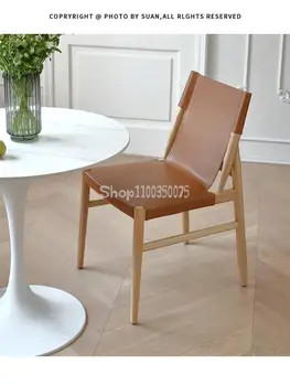 Трапезария стол от естествена Кожа С Седло Италиански Минималистичен Японски Скандинавски Дизайнер на Чайна Стая Творчески Стол За Преговори