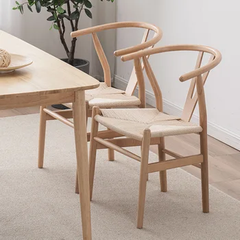 Трапезни столове от масивно дърво в скандинавски стил, Модерна маса за хранене, стол с обикновен стол за кухня, мебели за дома, Дизайнерски столове за почивка на семейството