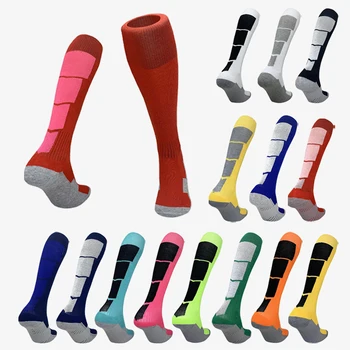 Футболни чорапи с дълги тръби за възрастни, мъжки нескользящие чорапи, Дамски спортни чорапи с дебела кърпа отдолу, спортни спортни чорапи