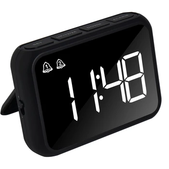 Цифров часовник с аларма за спални, три регулатора за яркост, температура, Replay, може да се Регулира силата на звука на алармата, Нощни часове