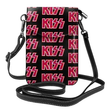Чанта през рамо с логото на Kiss Band, Червени устни, Покупка, Студентски дамски чанти, подаръци, Забавен Кожена кесия