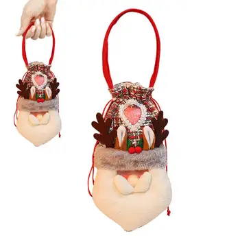 Чанти за коледни шоколадови бонбони, чанта за украса във формата на Снежен дядо коледа с дръжка за многократна употреба дизайнерски подарък с уши лосове за Ден за защита на децата
