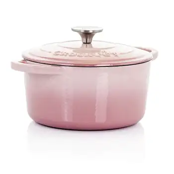 Чугунен горещ Artisan, 2 броя, 3 литра, покрит с емайл, нежно-розов цвят