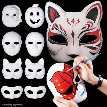 Японската маска на половината на лицето, маска на лисица с ръчно рисувани, аниме, убийцата на демони, Хелоуин, празник, парти, подпори за cosplay, инструмент за декор