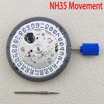 Японски оригинален механичен механизъм NH35/NH35A, корона на 3 часа, бяла дата, автоматични часовници, комплект за смяна, висока точност на