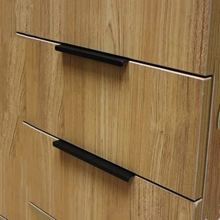Модерен прост стелт вратата чекмедже на гардероба черната дръжка скрита врата копчето от алуминиева сплав матова сребърна дръжка с ръба на 128 мм 160 мм, 960