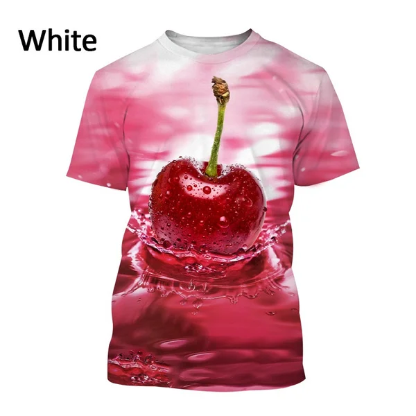 2023 Нова забавна ежедневни тениски с 3D-принтом Fruit Cherry, унисекс, модна тениска в стил Харадзюку1