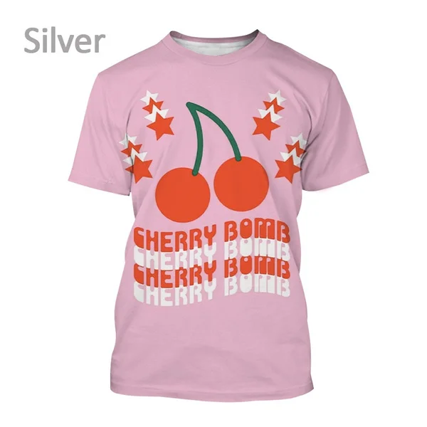 2023 Нова забавна ежедневни тениски с 3D-принтом Fruit Cherry, унисекс, модна тениска в стил Харадзюку5